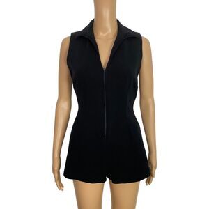 Fredericks of Hollywood Black Vintage V-Neck Romper Size 8